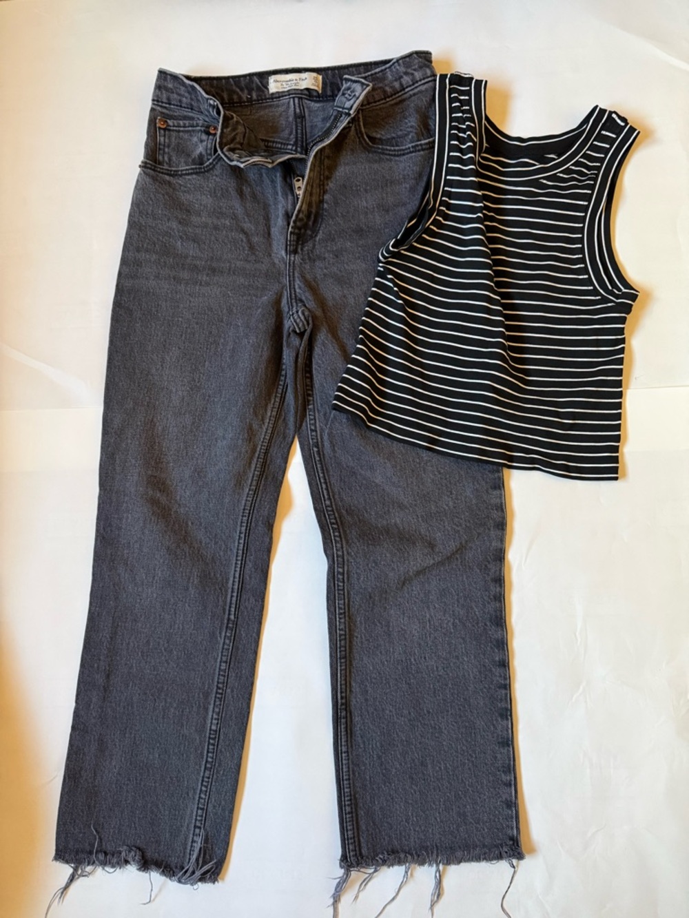 Abercrombie & Fitch Black Straight-Leg Jeans + Free People top